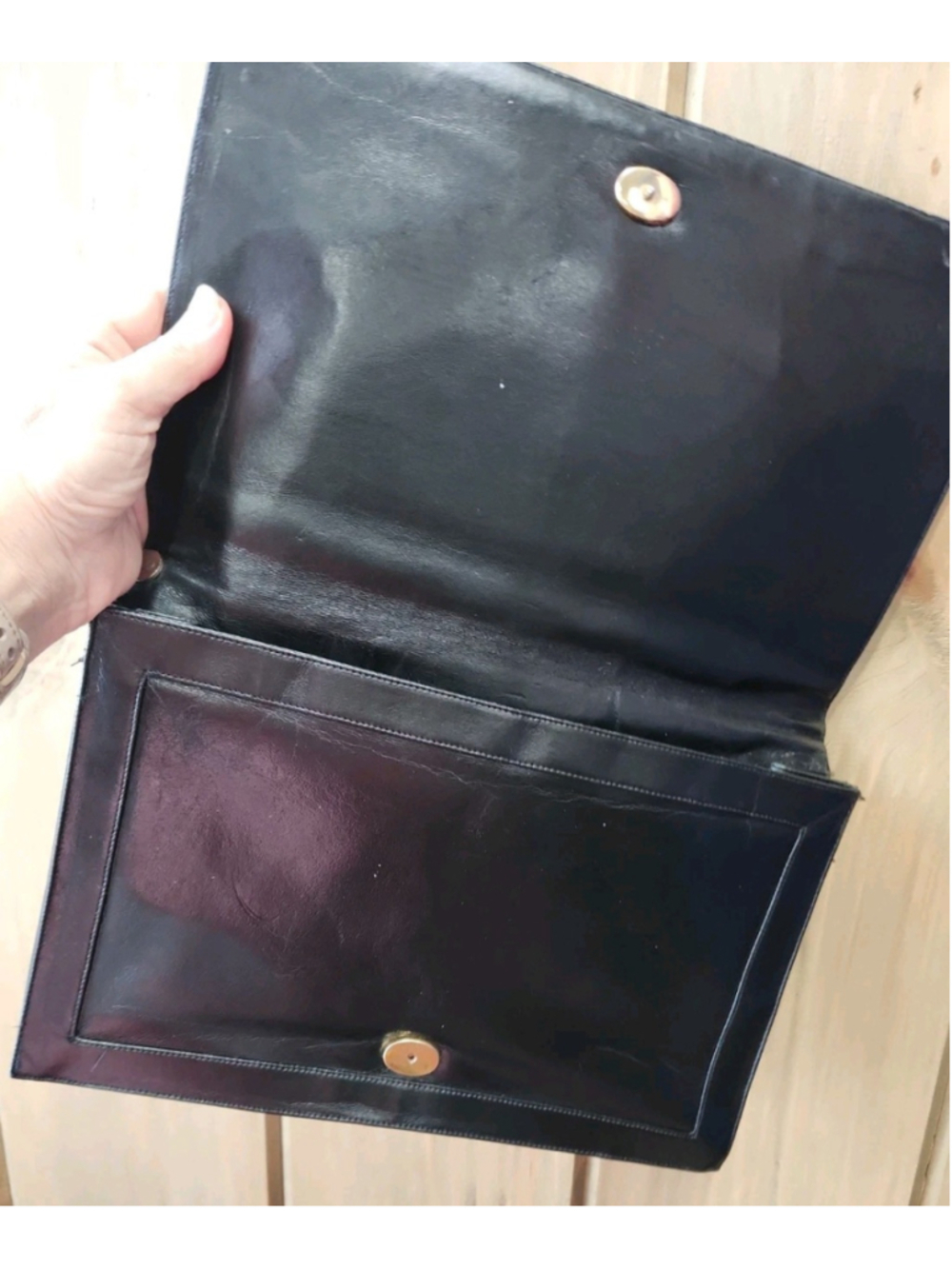 MCM LOU TAYLOR Envelope Accordion Clutch, With Mirror, Nice Condition